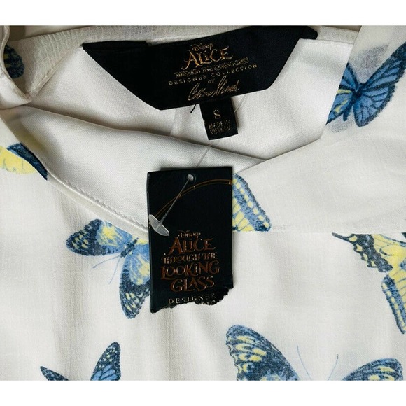 NEW Disney Alice Through The Looking Glass White Dress Blue Butterfly Lace Sz S - Picture 5 of 6